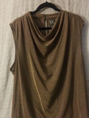 Worthington Metallic Bronze Cowl Neck Sleeveless Blouse
